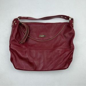 Onna Ehrlich Red Leather Gold Accents Hobo Purse
